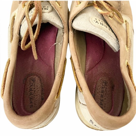 Sperry Tan Leather Sparkly Boat Shoes - Picture 9 of 11